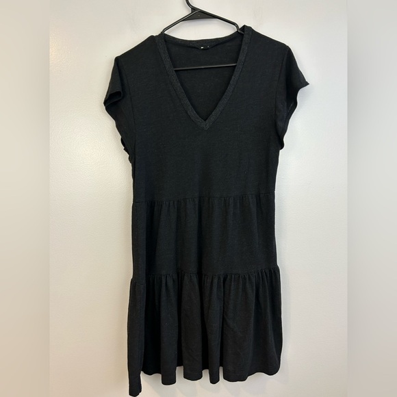 Monrow Granite Tiered Short Sleeve Ruffle Dress Size Small - Picture 2 of 9